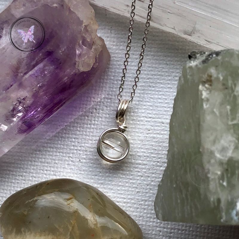 Clear Quartz Silver Wire Wrapped Pendant